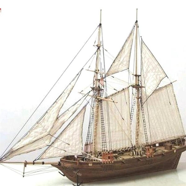 Kit de maquette de bateau pirate en bois à monter soi-même, échelle 1:100, avec instructions de montage (français non garanti)