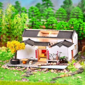 DIY Ancient Chinese House Wooden Miniature Doll House kit || 1:24 with light Adult Craft Gift Decor