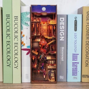 Angolo del libro della città antica di Chongqing - Inserto per scaffale - Libreria con kit di costruzione di modelli leggeri
