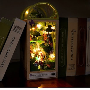 Firefly Forest Book Nook - Book Shelf Insert - Bookcase with Light Model Building Kit