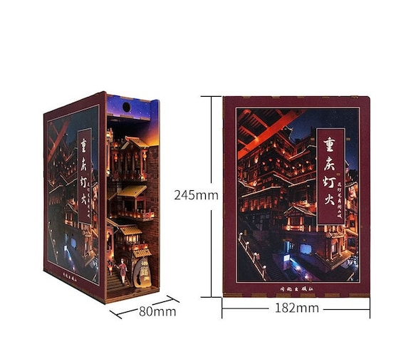 China Town Book Nook Book Shelf Insert Bookcase With Light Model Building  Kit 