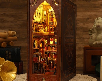 My Secret Library Book Nook - Book Shelf Insert - Bookcase with Light Model Building Kit