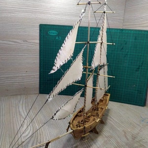 1:100 Fai da te Antica barca a vela in legno con istruzioni di montaggio