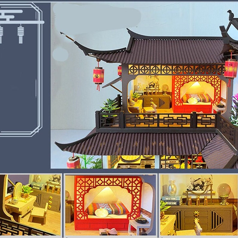 DIY Chinese Ancient Villa Miniature Doll House Kit 1:24 - Etsy