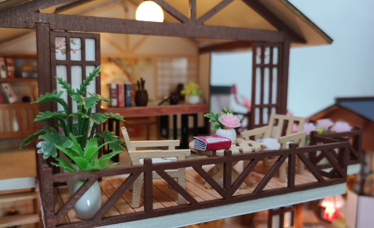 DIY 新和風ヴィラ木製ミニチュアドールハウスキット || 1:24