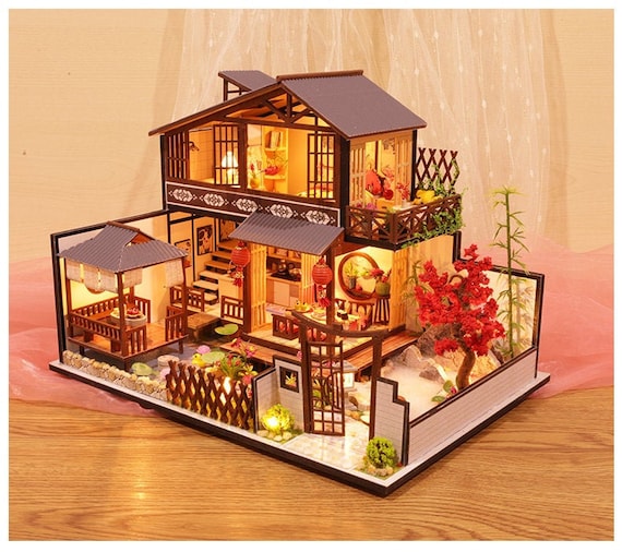 DIY Chinse Style Villa Wooden Miniature Doll House Kit Large Scale With  Light Adult Craft Gift Decor 