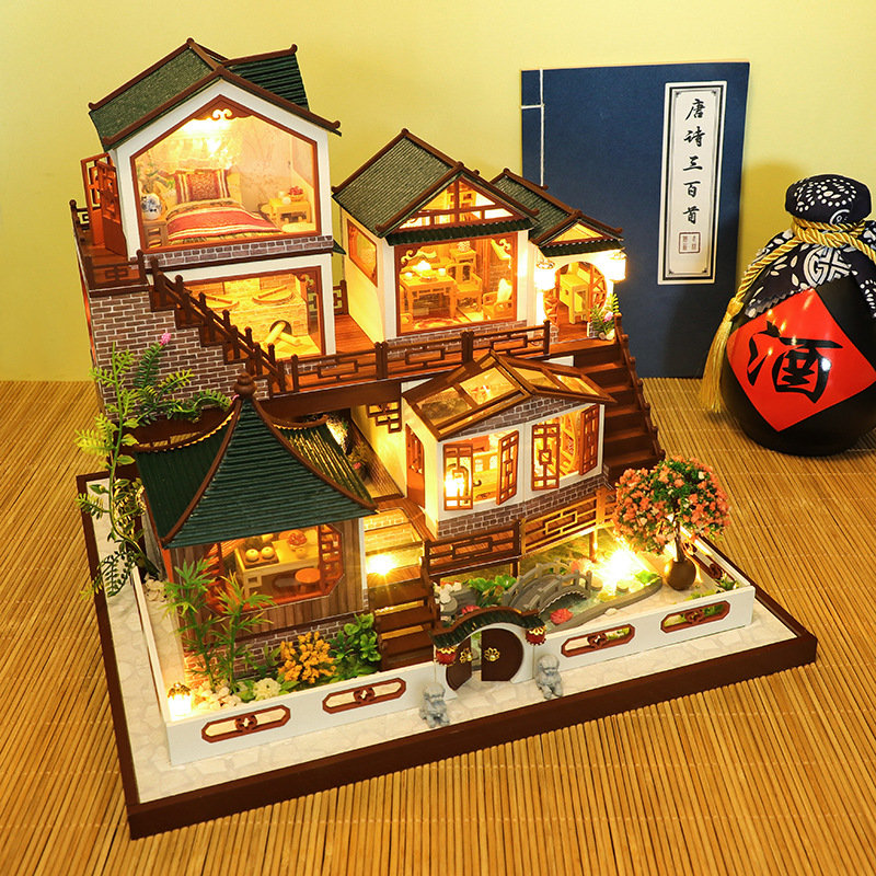 Architecture/DIY House DIY Wooden Miniature Building Kit Doll Houses With  Furniture Chinese Ancient Casa Dollhouse Handmade Toys For Girls Xmas Gifts  230818 From Diao08, $74.29
