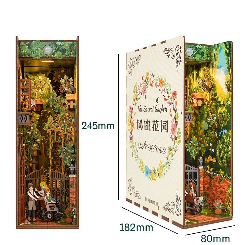 Secret Garden Book Nook - Book Shelf Insert - Bookcase With Light