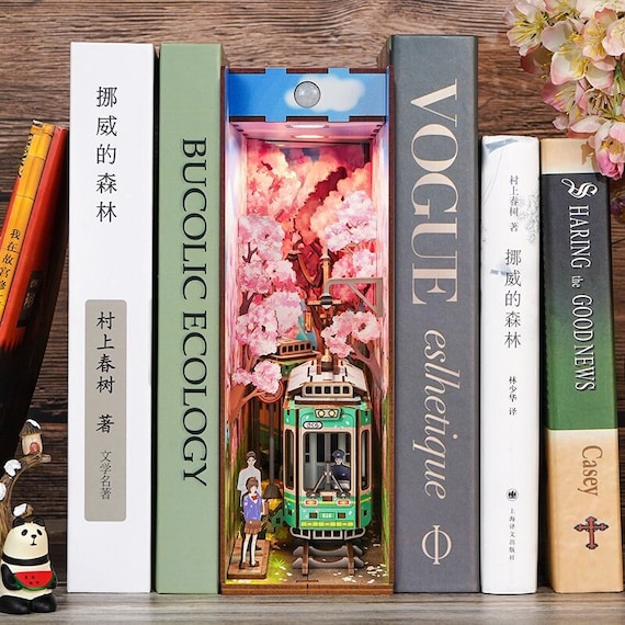 Sakura Trip on Train Book Nook Book Shelf Insert Bookcase Etsy