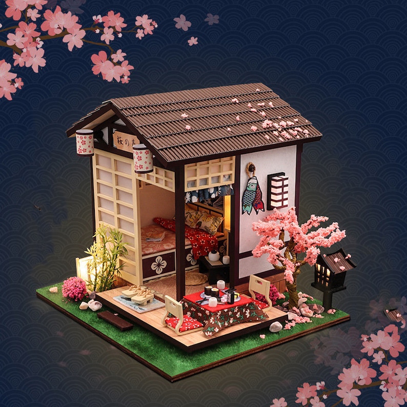 DIY Japanese Tea House Style Wooden Miniature Doll House Kit Etsy