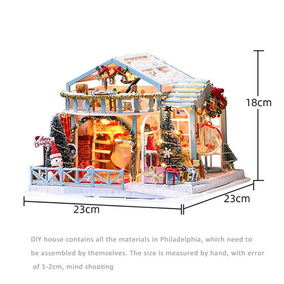 AUNMAS DIY Doll House Music Box with LED Light Miniature DIY House Kit with  Transparent Cover Desk Decorative Kid's Christmas Birthday (3#)