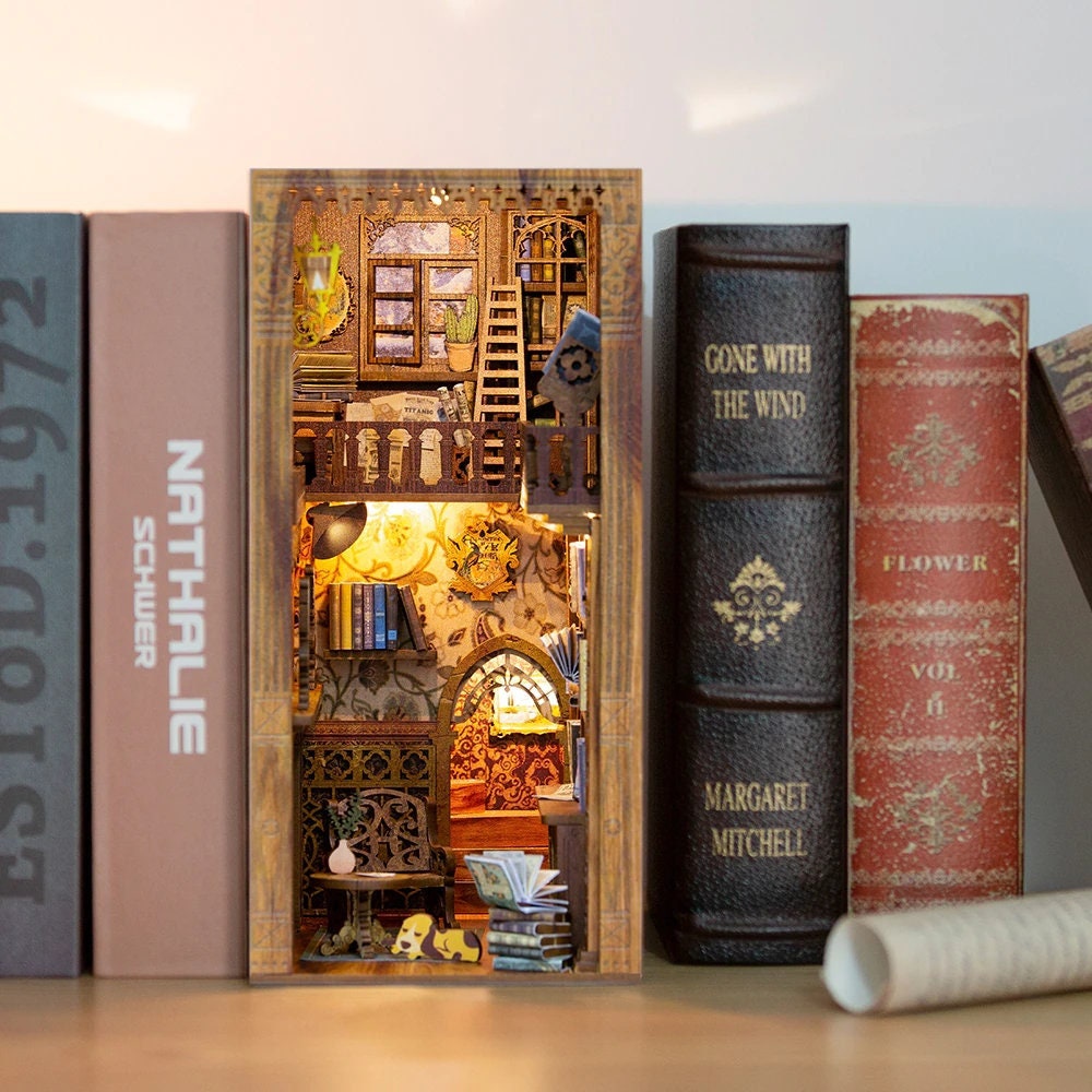 Ink Rhyme Librairie DIY Kit de coin de livre en bois Inserts d'étagère