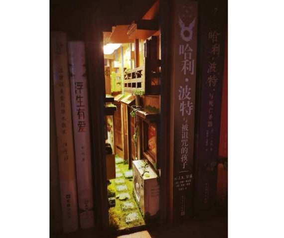 Japanese Street Book Nook Book Shelf Insert Bookcase With Light