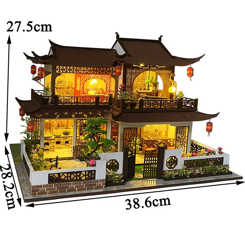 Fairyland Villa Mini Casa De Muñecas China – Kit De 1:24 Con Luz LED – Regalo Romántico De DIY Para Adultos