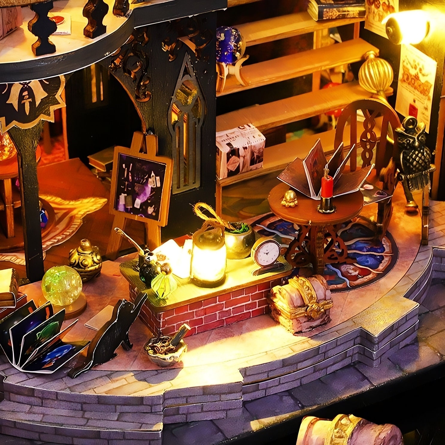 Kit de maison de poupée détective miniature à monter soi-même, puzzle 3D en bois avec lumières LED, boîte à musique, style victorien, idée de chambre créative, meilleur cadeau (avec couvercle