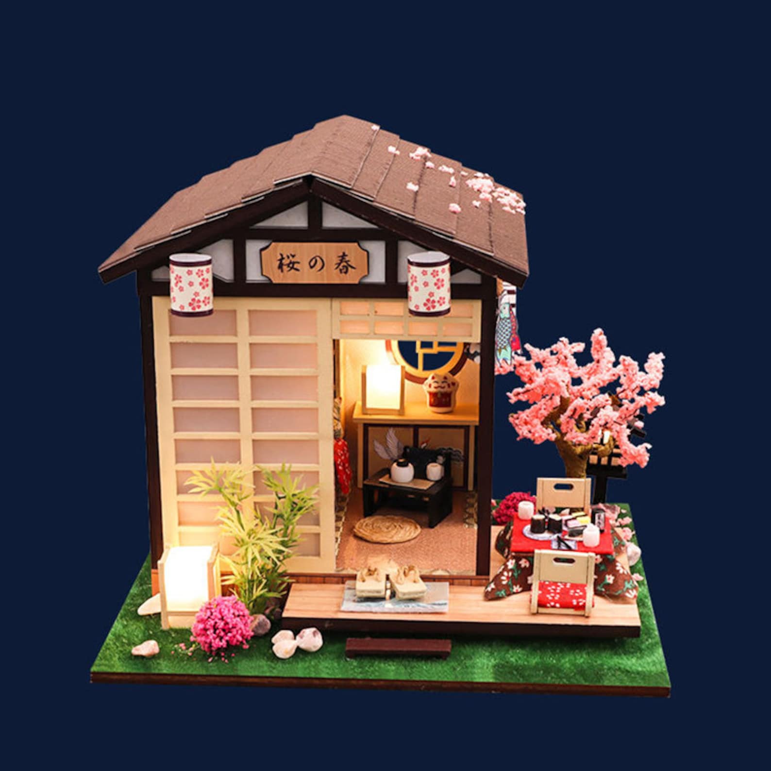 DIY Japanese Tea House Style Wooden Miniature Doll House Kit Etsy