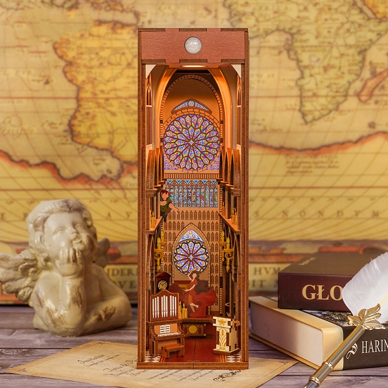 Notre Dame Cathedral Book Nook Book Shelf Insert Bookcase Etsy