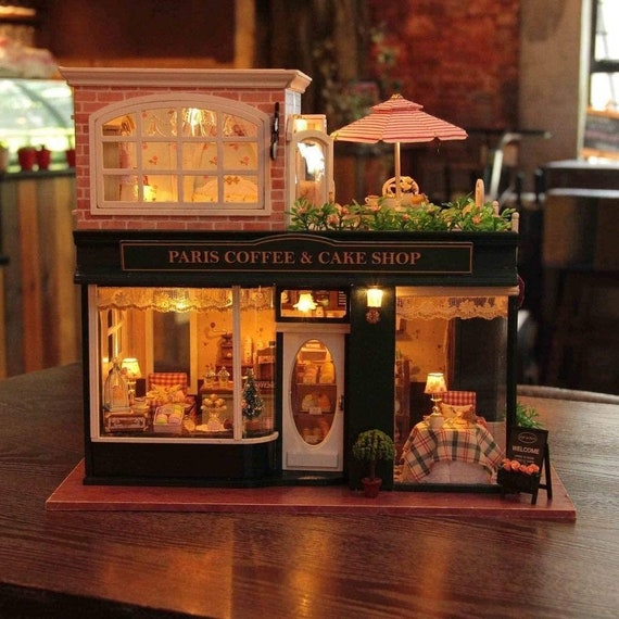Paris Coffee and Cake Shop Miniature Doll House Kit 1:24 - Etsy