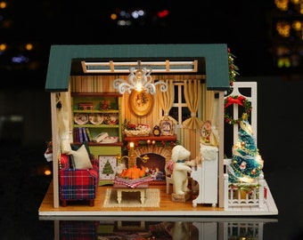 DIY Christmas House Wooden Miniature Dollhouse Kit || 1:24 With