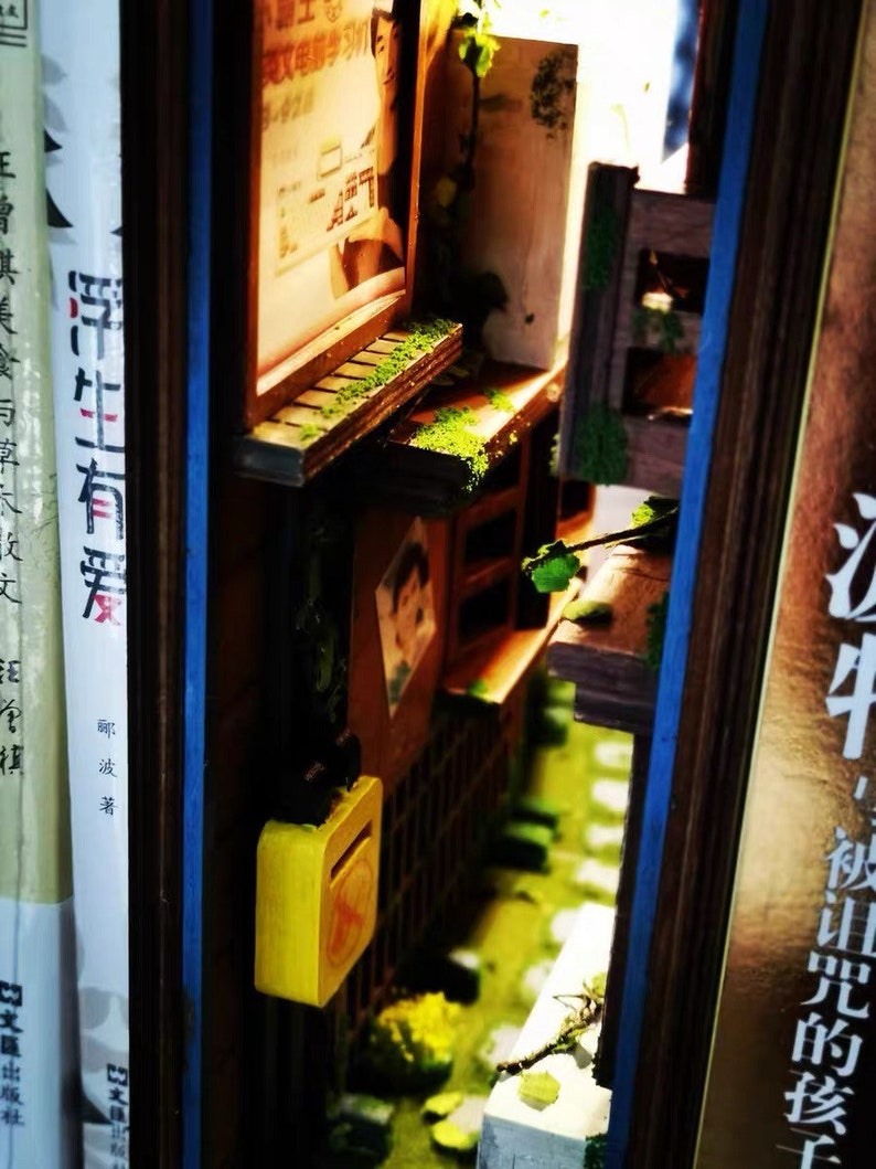 Japanese Alley Book Nook Book Shelf Insert Bookcase With Etsy