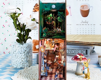 Wonderland Book Nook - Book Shelf Insert - Bookcase with Light Model Building Kit