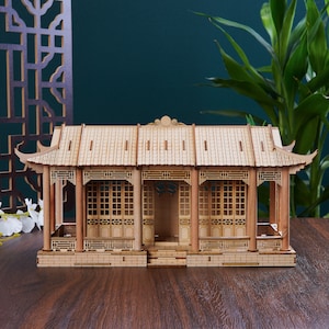 Kit fai da te per casa delle bambole in miniatura in legno con corridoi cinesi antichi // Decorazione regalo artigianale per adulti