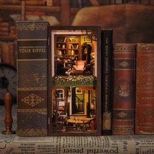 Detective House Book Nook - Book Shelf Insert - Bookcase with Light Model Building Kit