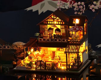 DIY Japanese Style Forest Pavilion Wooden Miniature Doll