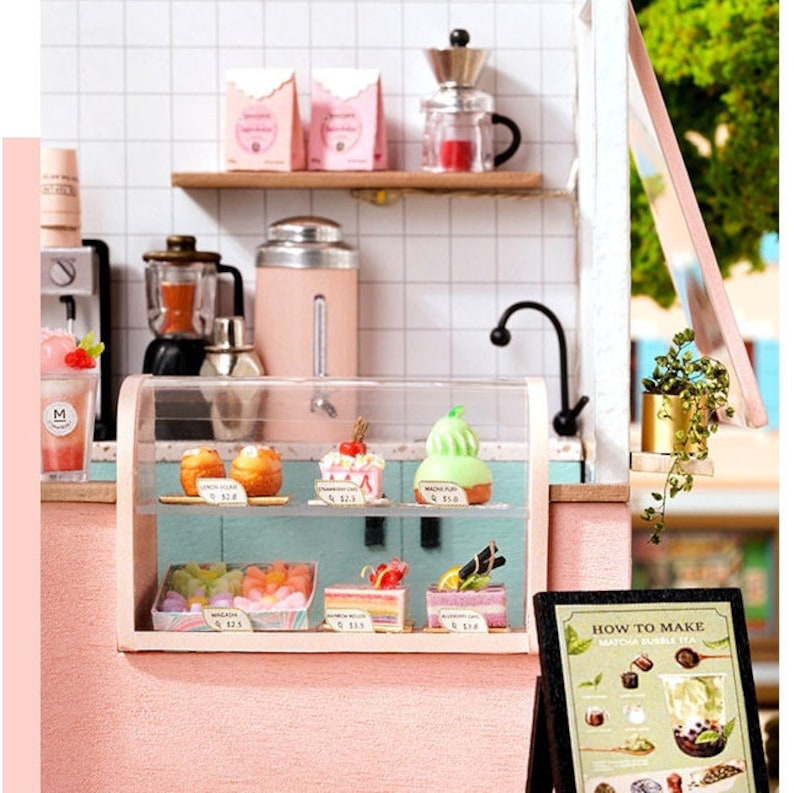 DIY Bubble Tea Miniature Doll House Kit 124 Glass Etsy