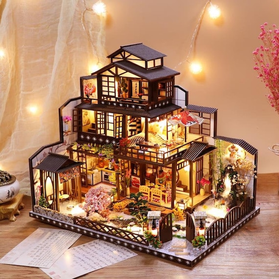 DIY Wooden Dollhouse Casa Miniature With Furniture Kit Chinese Movie Scene Doll  Houses Assemble Toy for Children Christmas Gift