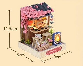 さくらヌードルショップのミニチュアドールハウス（ダストカバー付き