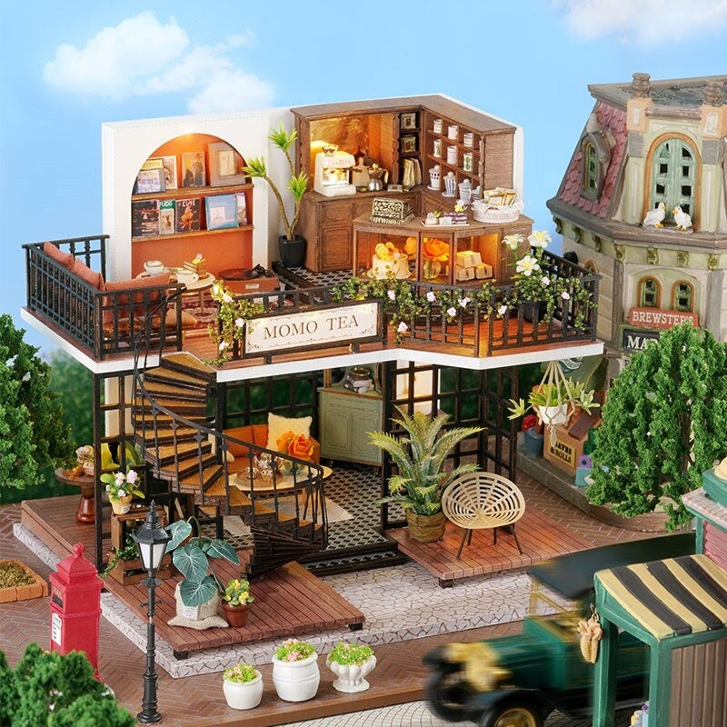 momo　ドールハウス和風 DIY Momo Tea House Miniature Dollhouse Kit | Adult Craft Gift