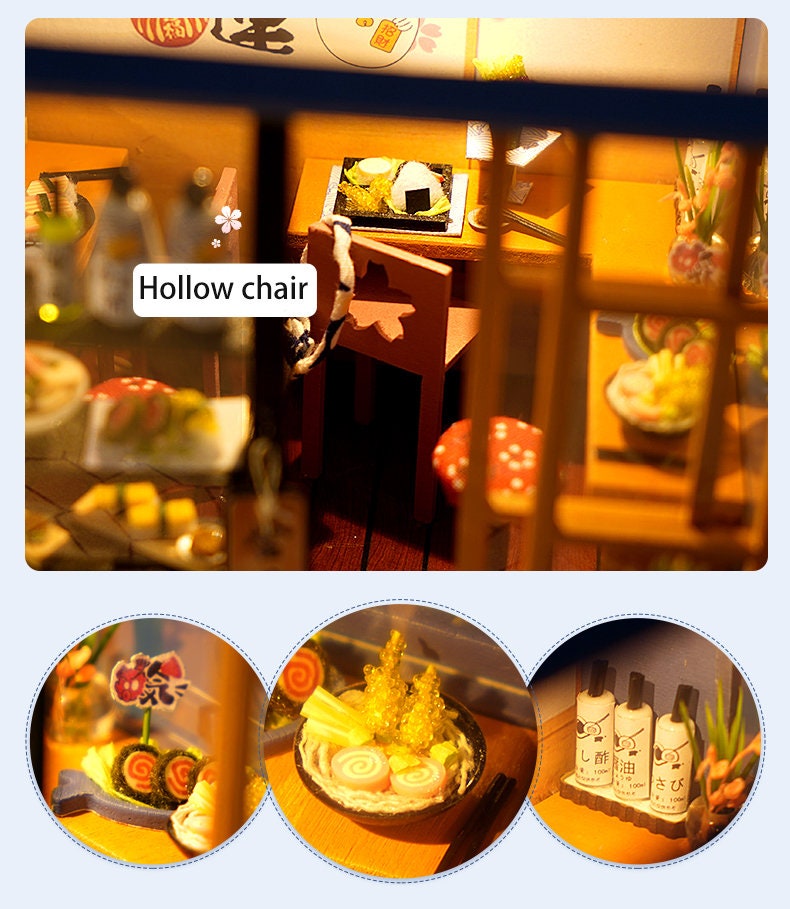 XIANRENG Happiness Ice Cream Shop Kit de maison de poupées DIY, Kit de maison de poupées miniature avec meubles et housse anti-poussière, Artisanat fait à la main Kit de chambre miniature bricolage