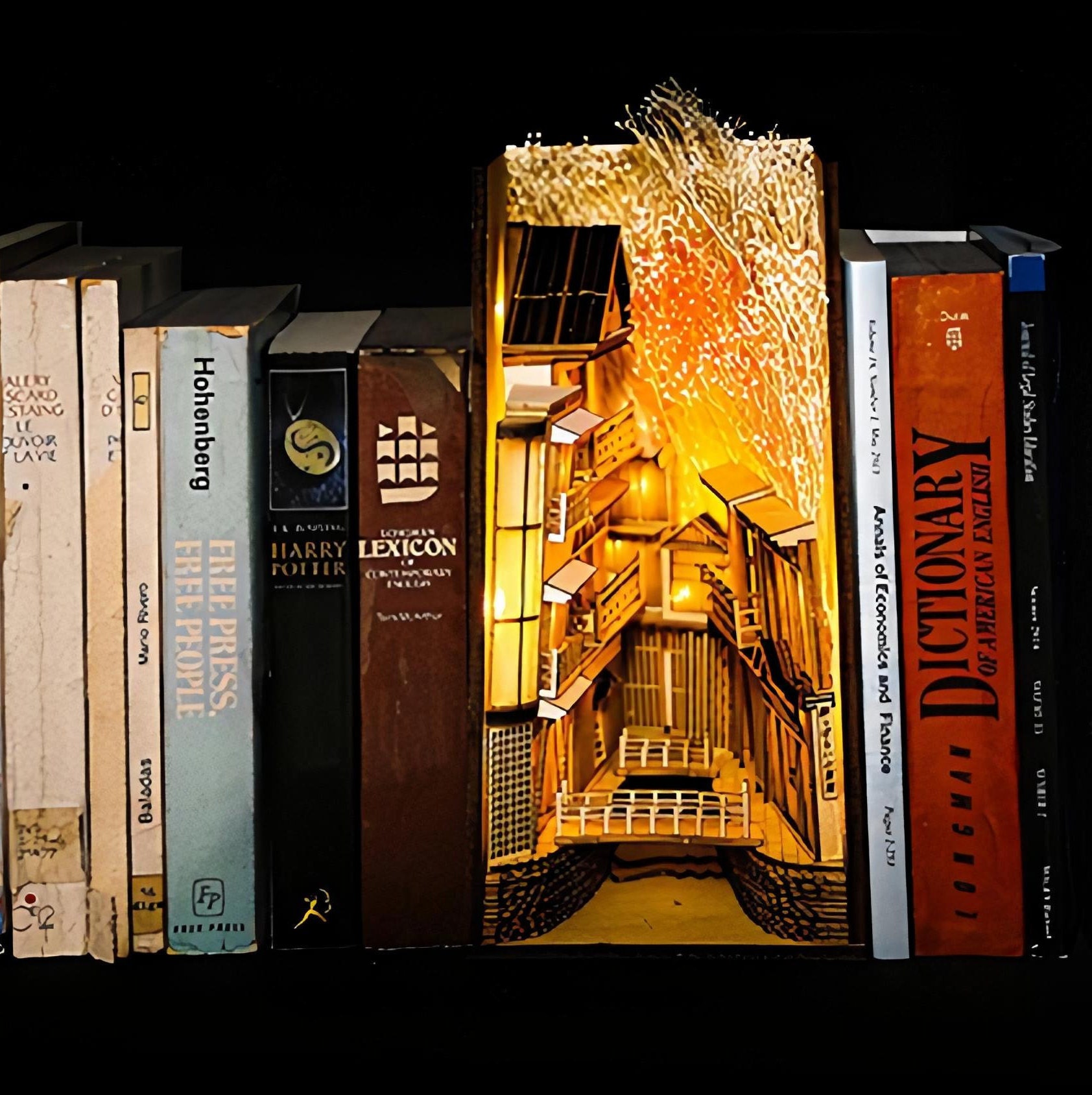 Book Nook 完成品　Ancient Book Ancient Book Collection Room Book Nook Miniature Dollhouse