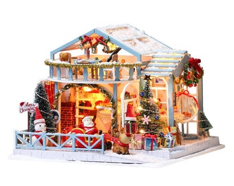 DIYクリスマスミニチュアドールハウスキット｜ライトとオルゴール付き