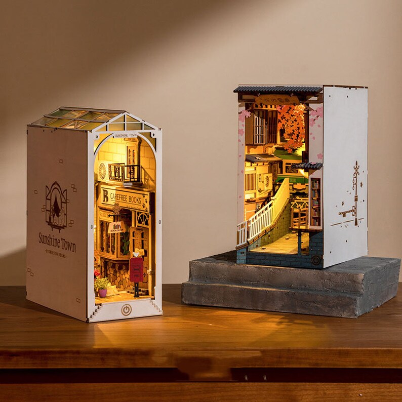 Sunshine Town Book Nook Book Shelf Insert Bookcase With Etsy Sunshine Town Book Nook Book Shelf Insert Bookcase With Etsy