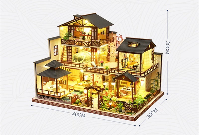 Kit Casa Delle Bambole In Miniatura 1:24 Fai Da Te – Camera Da Letto In Legno Con Luci LED, Carillon E Mobili, Regalo Creativo Di Natale Per Adolescenti E Adulti (Holiday Time)