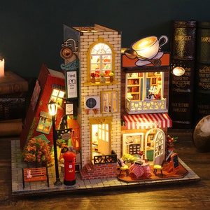 DIY Book House Style Wooden Miniature Doll House kit || 1:24 with light Adult Craft Gift Decor