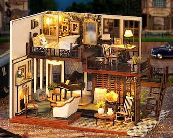 Ancient Loft Apartment Miniature Doll House Kit || 1:24 with light for Adult Gift Decor