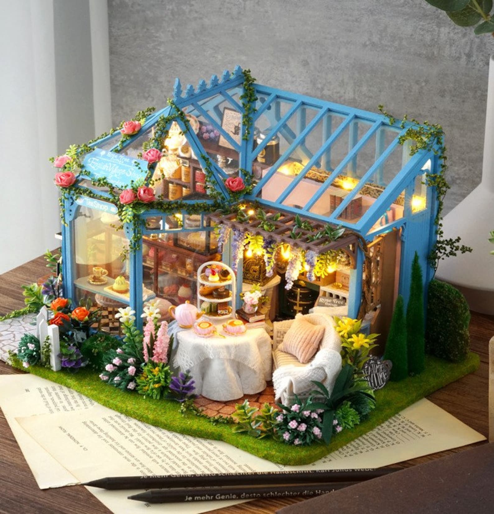 DIY Rose Garden Tea Miniature Doll House Kit 1:24 Glass - Etsy