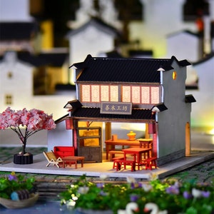 DIY Ancient Wood Workshop Wooden Miniature Doll House kit || 1:24 with light Adult Craft Gift Decor