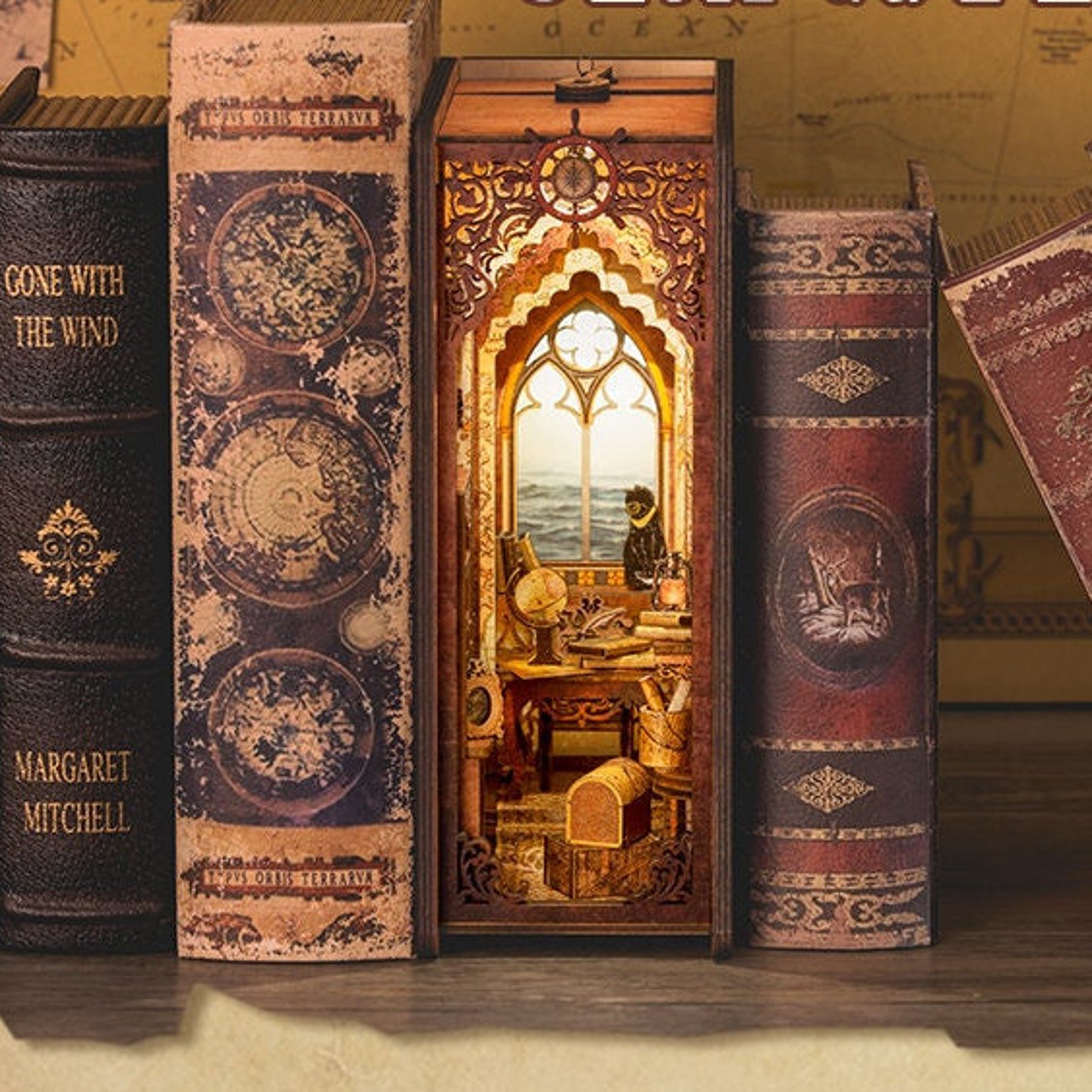 Sailing Memory Book Nook Book Shelf Insert Bookcase With Etsy