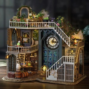 DIY Zauberhaftes Hexenhaus Hölzernes Miniatur Puppenhaus kit || 1:24 mit leichtem Erwachsenen Craft Geschenk Decor