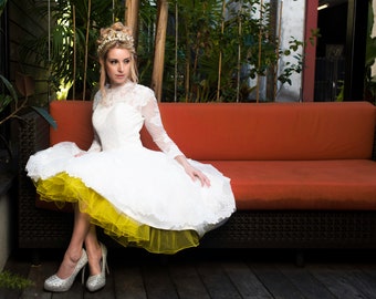 blue and yellow wedding dresses