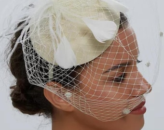 Weiße Braut Birdcage/Bride Fascinators 50er Jahre Schleier/Hochzeit/Tea party/pinup/bridal/Church Hat/Fancy Hat/Kentucky Derby Hat