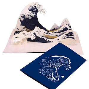 The Great Wave off Kanagawa Katsushika Hokusai, Bday Pop Up Card, 3D Anniversary Card, Thank You, Get Well Soon, Congratulations, retirement