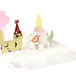 Cat Pet Birthday 3D Pop Up Carte de vœux - Pour toutes les occasions - Amour, Merci, Allez bien, Félicitations - Cadeaux incroyables pour les enfants, la famille, les amis