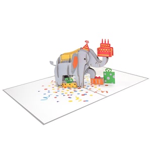 Carte 3D d’anniversaire / carte 3D de baby shower / carte pop up d’éléphant de baptême 3d (enfants)
