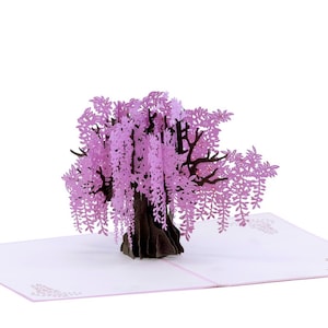 Wisteria Tree 3D Pop Up Card pour sympathie, valentin, deuil, désolé pour les perdus, famille, fête des mères, êtres chers / joyeuse fleur / amour