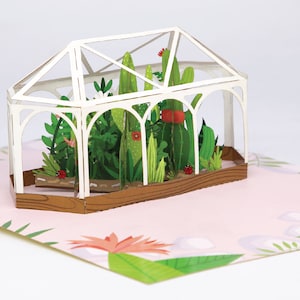 Greenhouse cactus pop up card, Birthday Card, Anniversary, gardener, Mother's Day Card, Thank you, Thinking of You, Get Well, Sympathy, love
